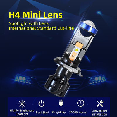 H4 Mini Lens Led หลอดไฟหน้า 45W Hi Low Beam Led Projector ไฟหน้า H4 ไฟหน้ารถ Led